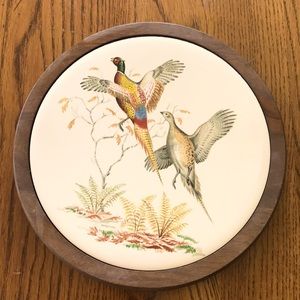 Pheasants in Flight Ceramic Tile Round 7” Across
